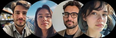 Fotografie che mostrano i volti sorridenti di clienti soddisfatti